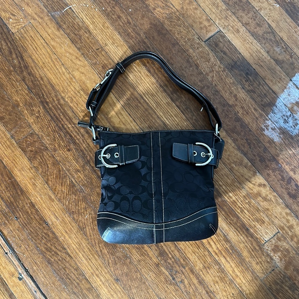 Coach Signature Black Hobo Shoulder Bag